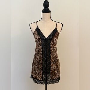 Frederick's of Hollywood Animal Print Chemise with Black Lace